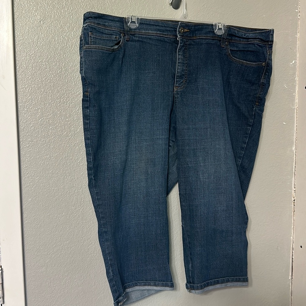 St. John’s bag capri denim jeans